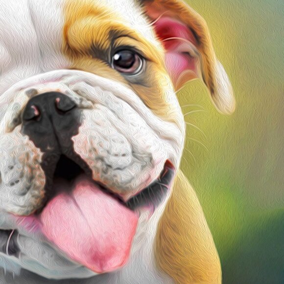 8x8 or 8x10 Bulldog Dog Portrait Best Friend Watercolor Oil Painting Art Print - Picture 6 of 7